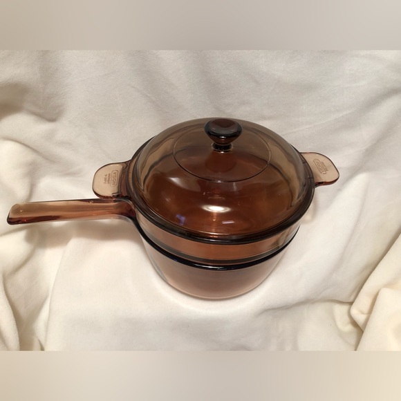 10209 Amber Vision Pyrex Corning Ware 1.5L Quart Sauce Pan Double Boiler w/ Lid - Picture 8 of 16